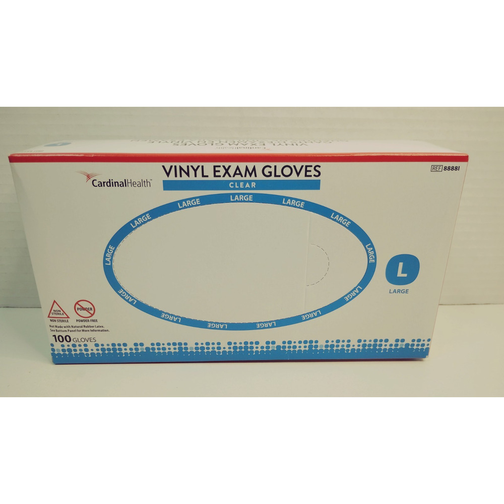 Cardinal Health Vinyl Exam Gloves Powder-Free Large 100 Count